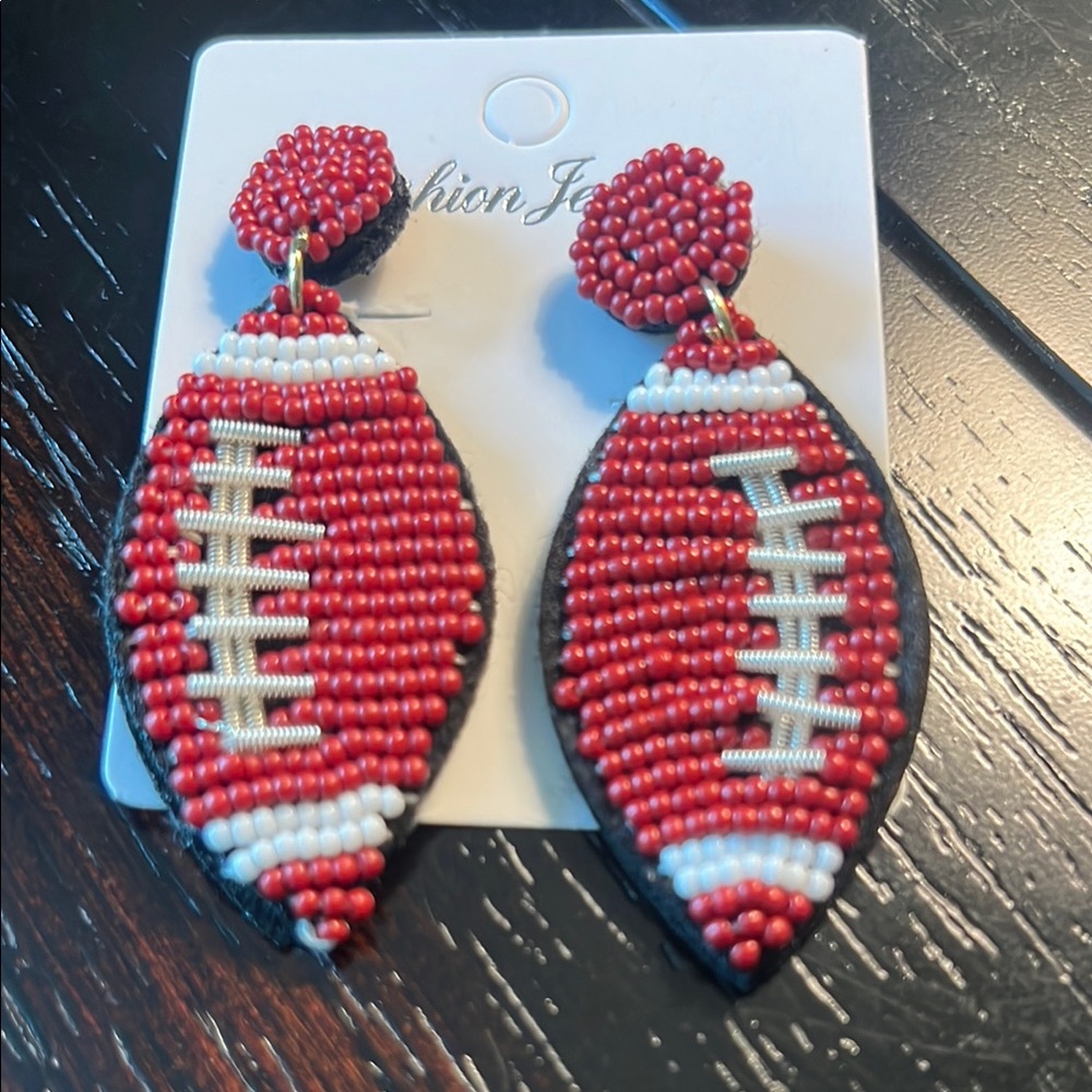 Beaded Football Earrings-NWT